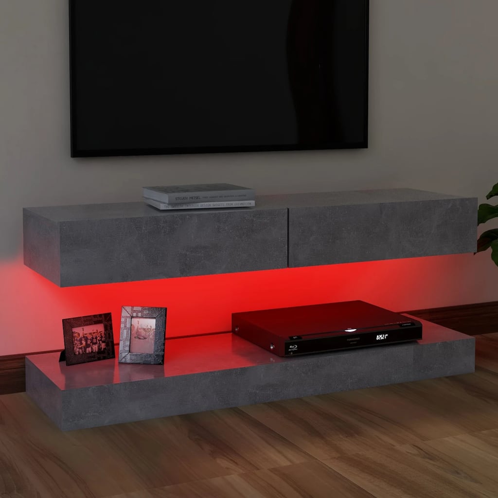 vidaXL TV-Schrank mit LED-Leuchten Betongrau 120x35cm