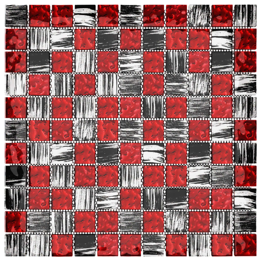 vidaXL Mosaikfliesen 22 Stk. Schwarz Rot 30x30 cm Glas