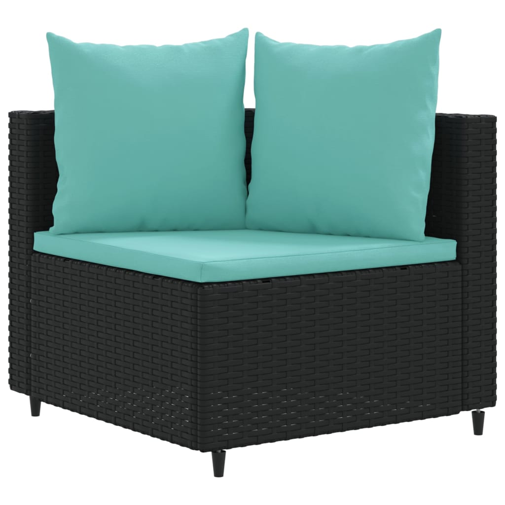 vidaXL 6-tlg. Garten-Sofagarnitur mit Kissen Schwarz Poly Rattan