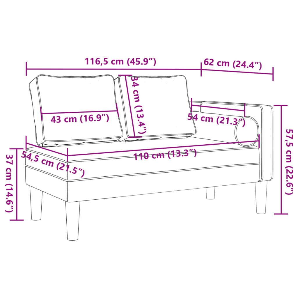 vidaXL Chaiselongue mit Kissen Gelb Samt