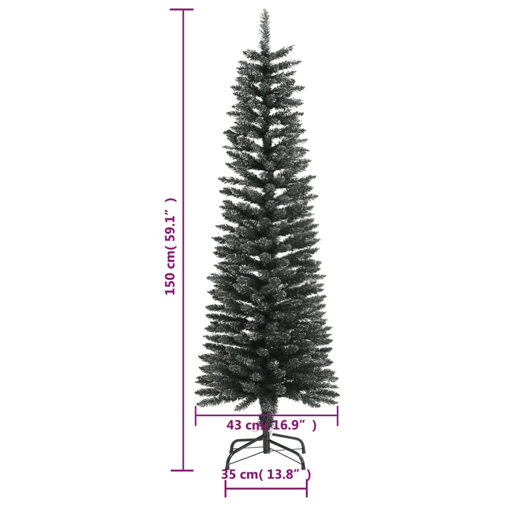 vidaXL Künstlicher Weihnachtsbaum mit Ständer Schlank Grün 150 cm PVC