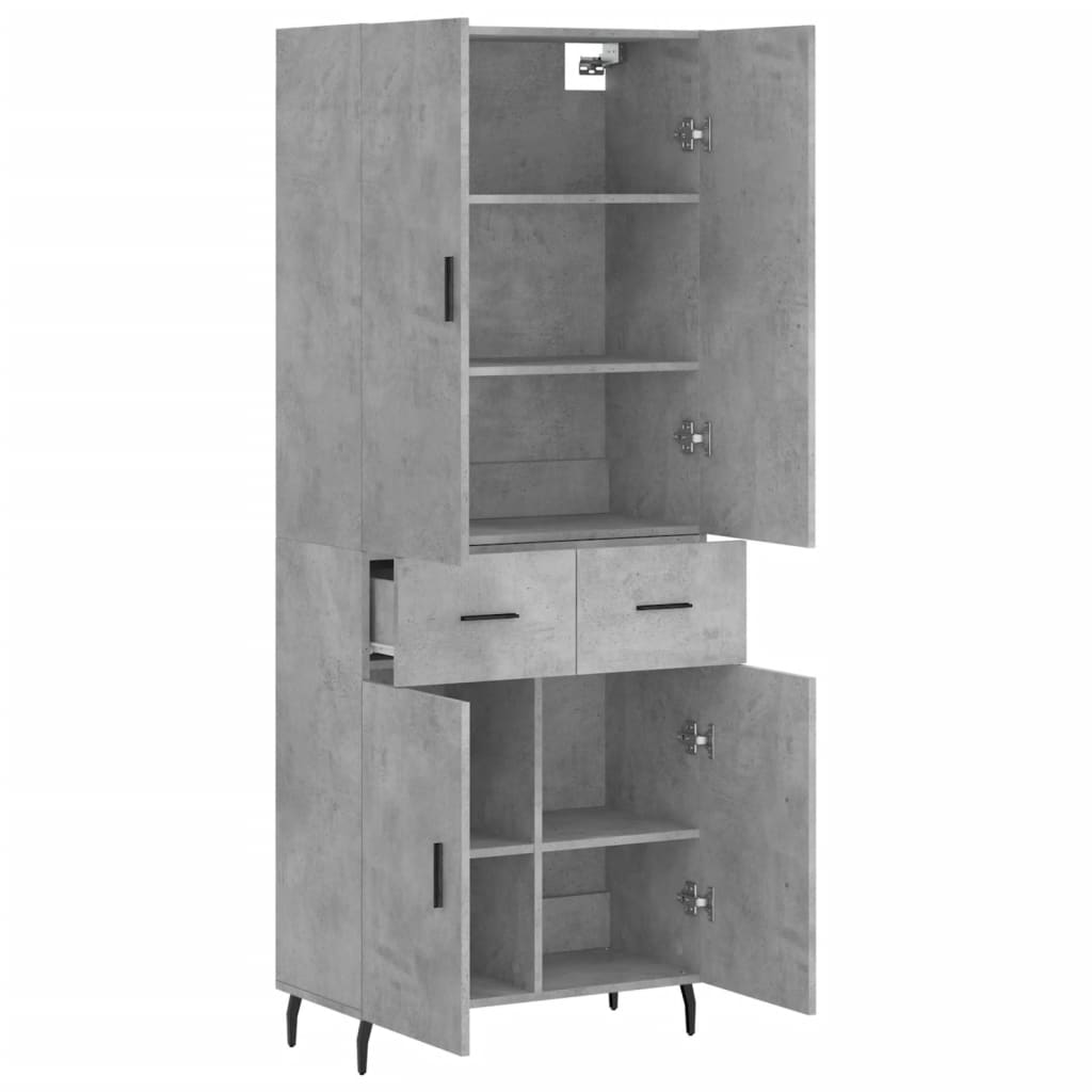 vidaXL Highboard Betongrau 69,5x34x180 cm Holzwerkstoff