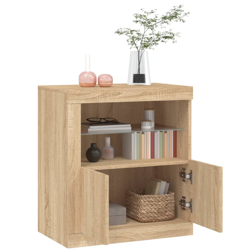 vidaXL Sideboard mit LED-Leuchten Sonoma-Eiche 60,5x37x67 cm