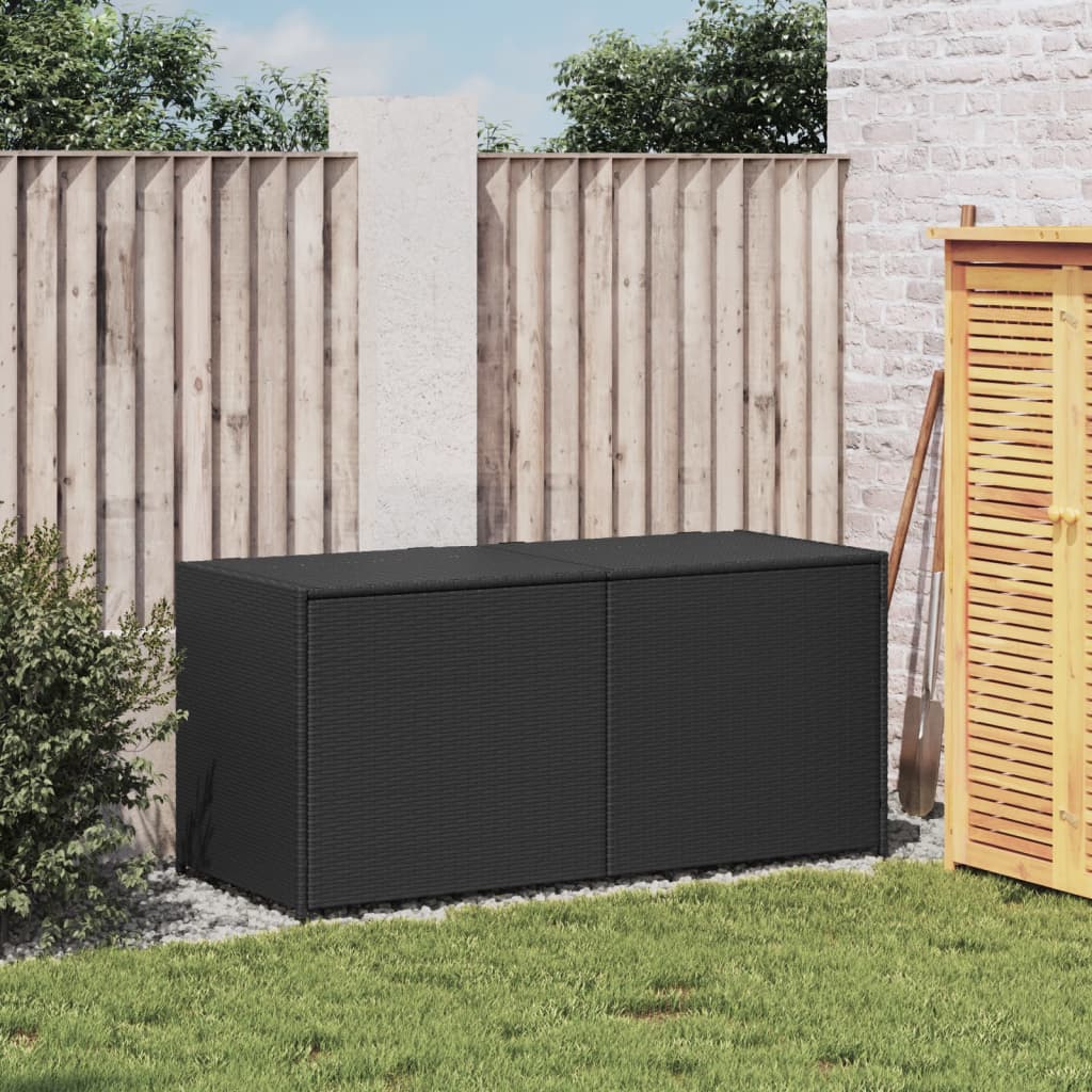 vidaXL Gartentruhe Schwarz 283L Poly Rattan