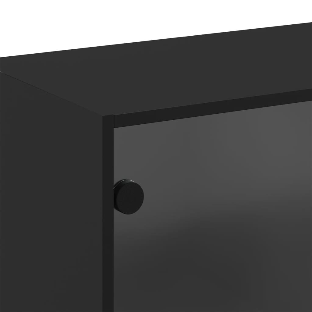 vidaXL Wandschrank mit Glastüren Schwarz 68x37x68,5 cm