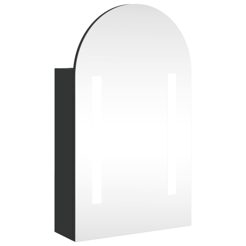 vidaXL Spiegelschrank mit LED-Beleuchtung Gewölbt Schwarz 42x13x70 cm