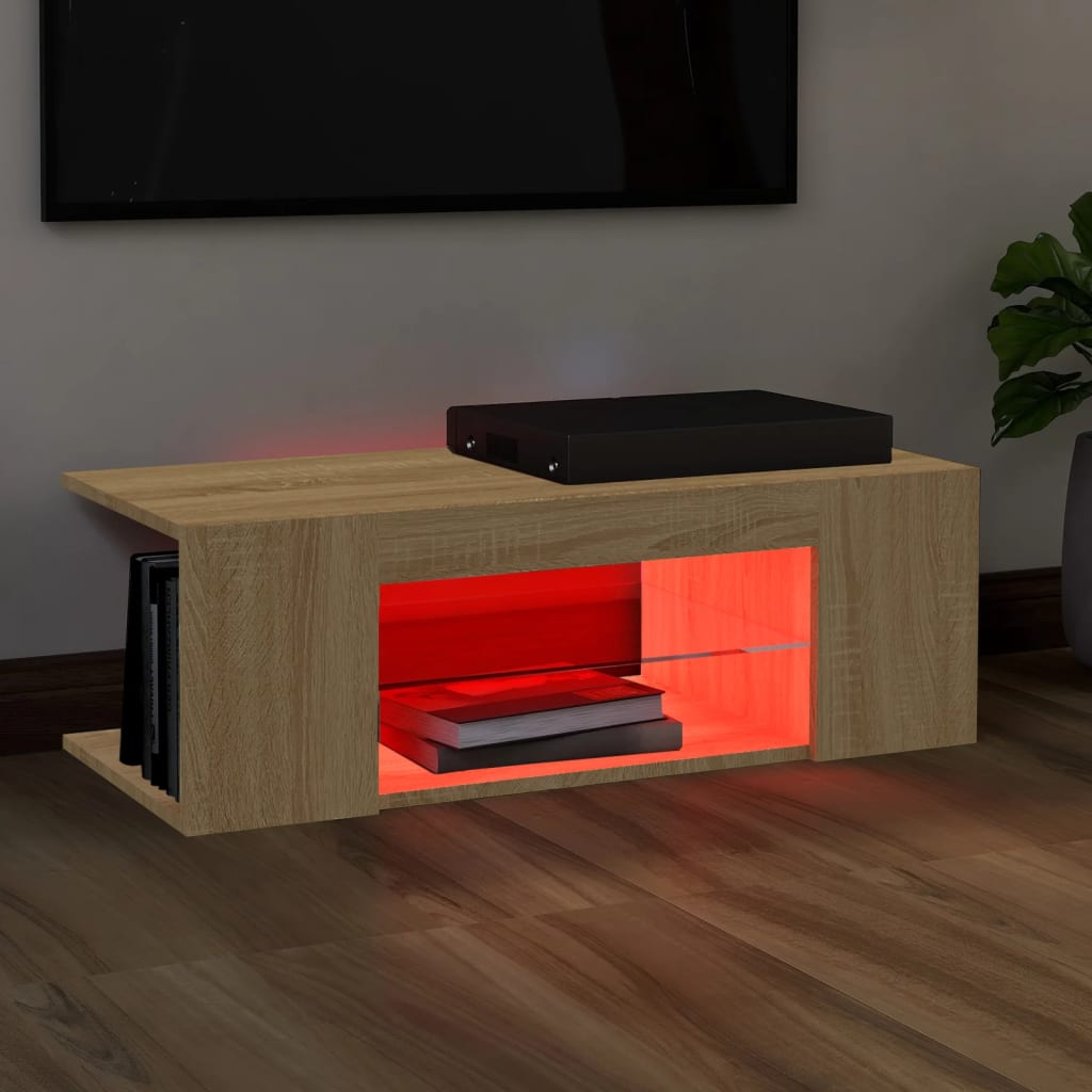 vidaXL TV-Schrank mit LED-Leuchten Sonoma-Eiche 90x39x30cm