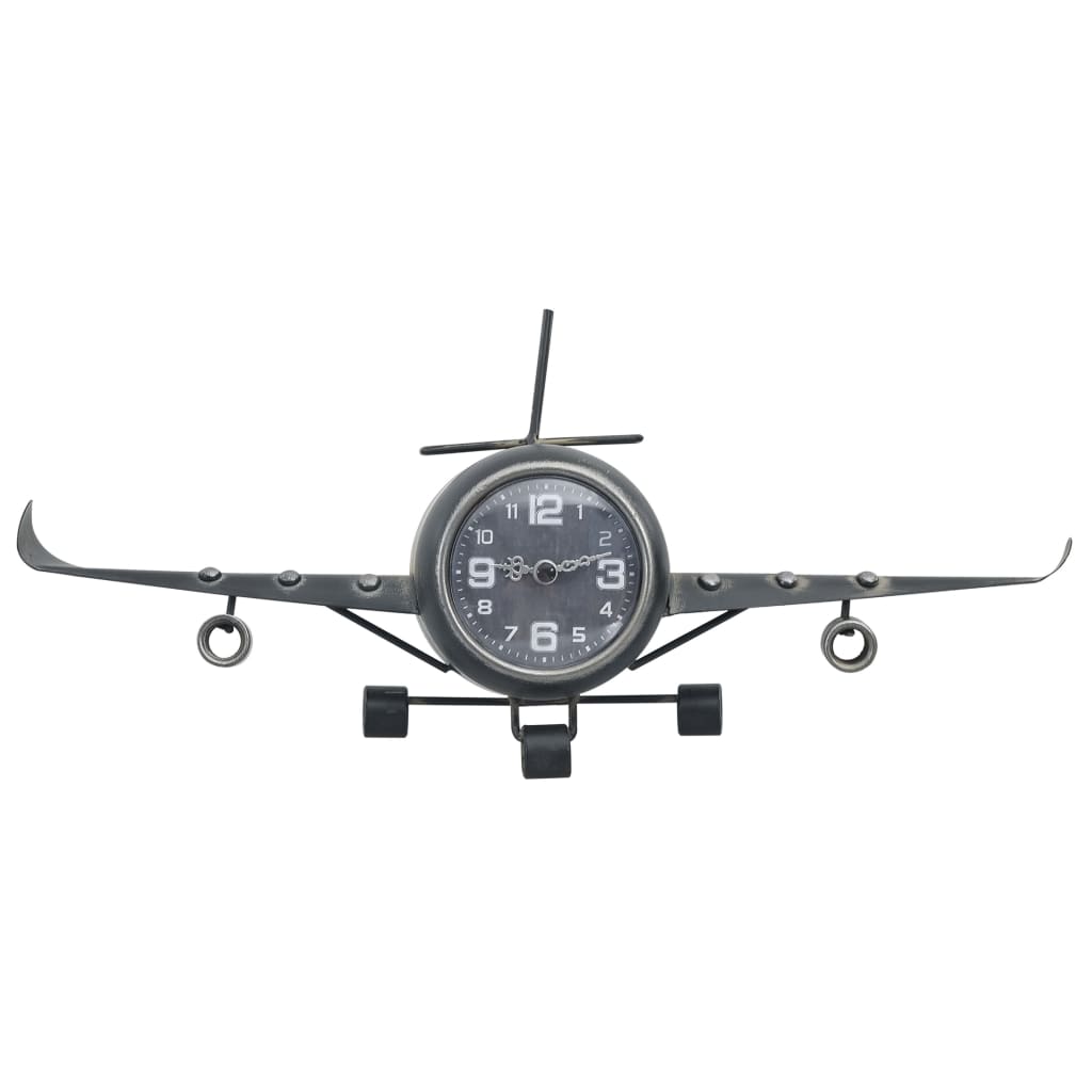 vidaXL Uhr im Flieger-Design Grau 41x8x17 cm Metall