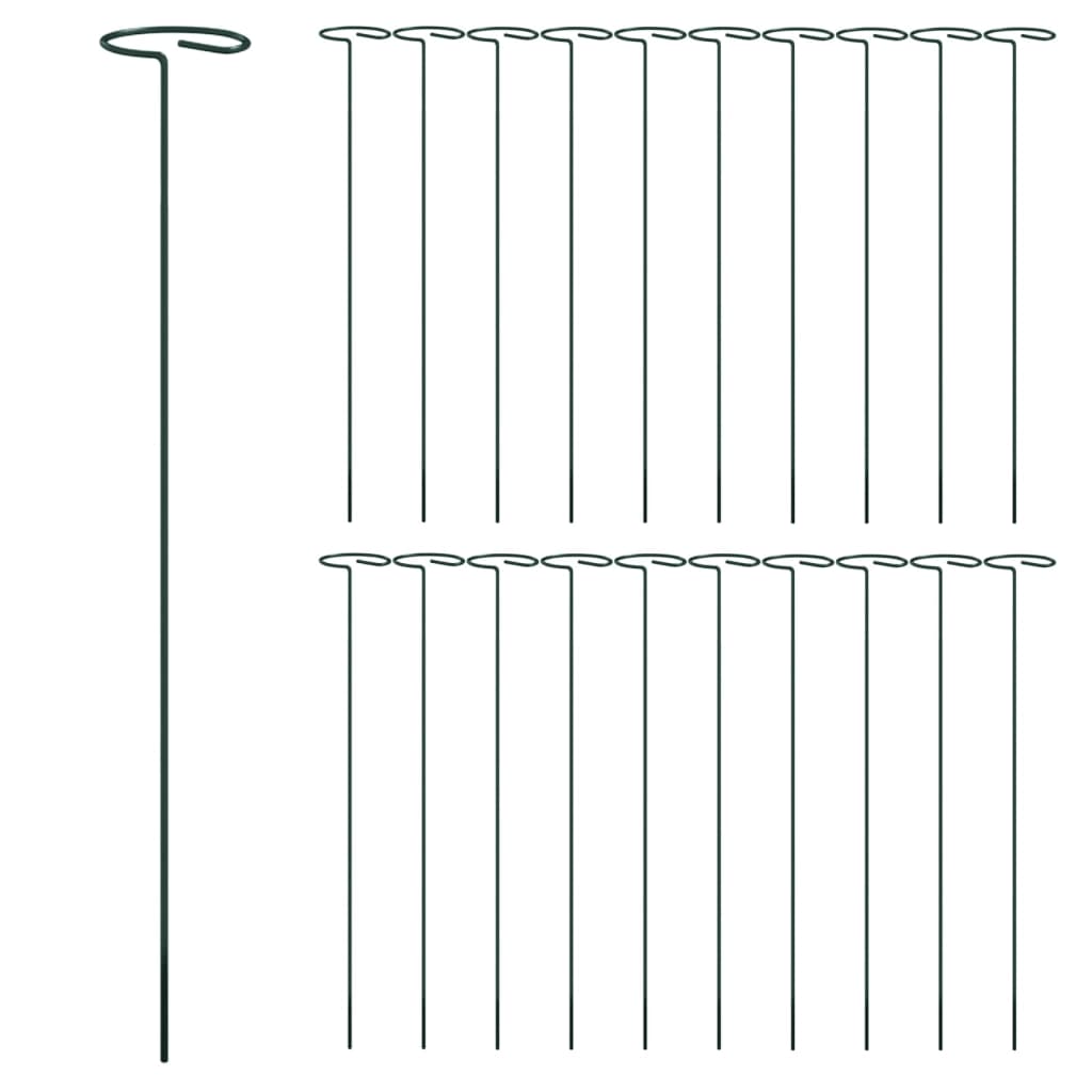 vidaXL Pflanzenstützen 20 Stk. Dunkelgrün 40 cm Stahl