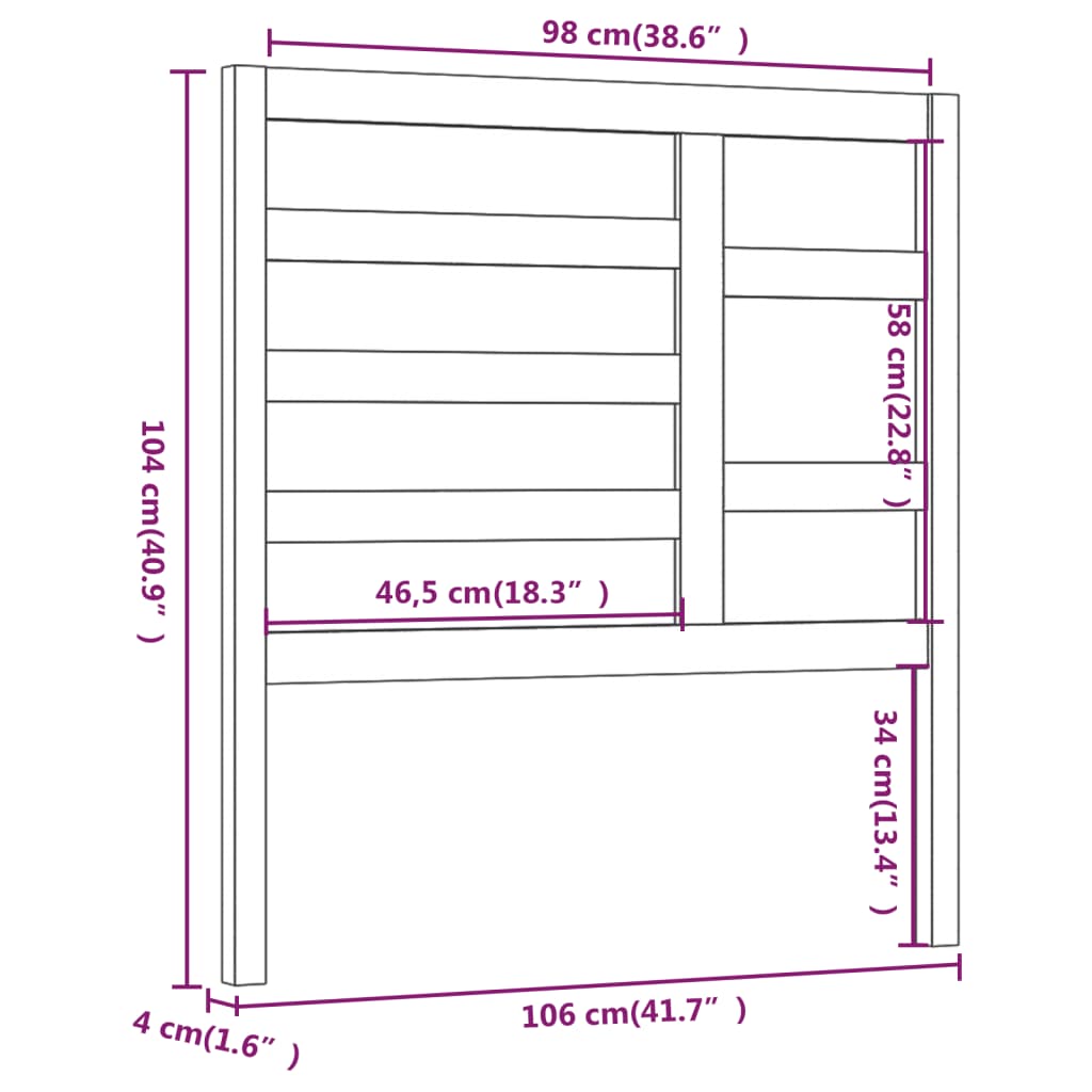 vidaXL Bett-Kopfteil Honigbraun 106x4x104 cm Massivholz Kiefer