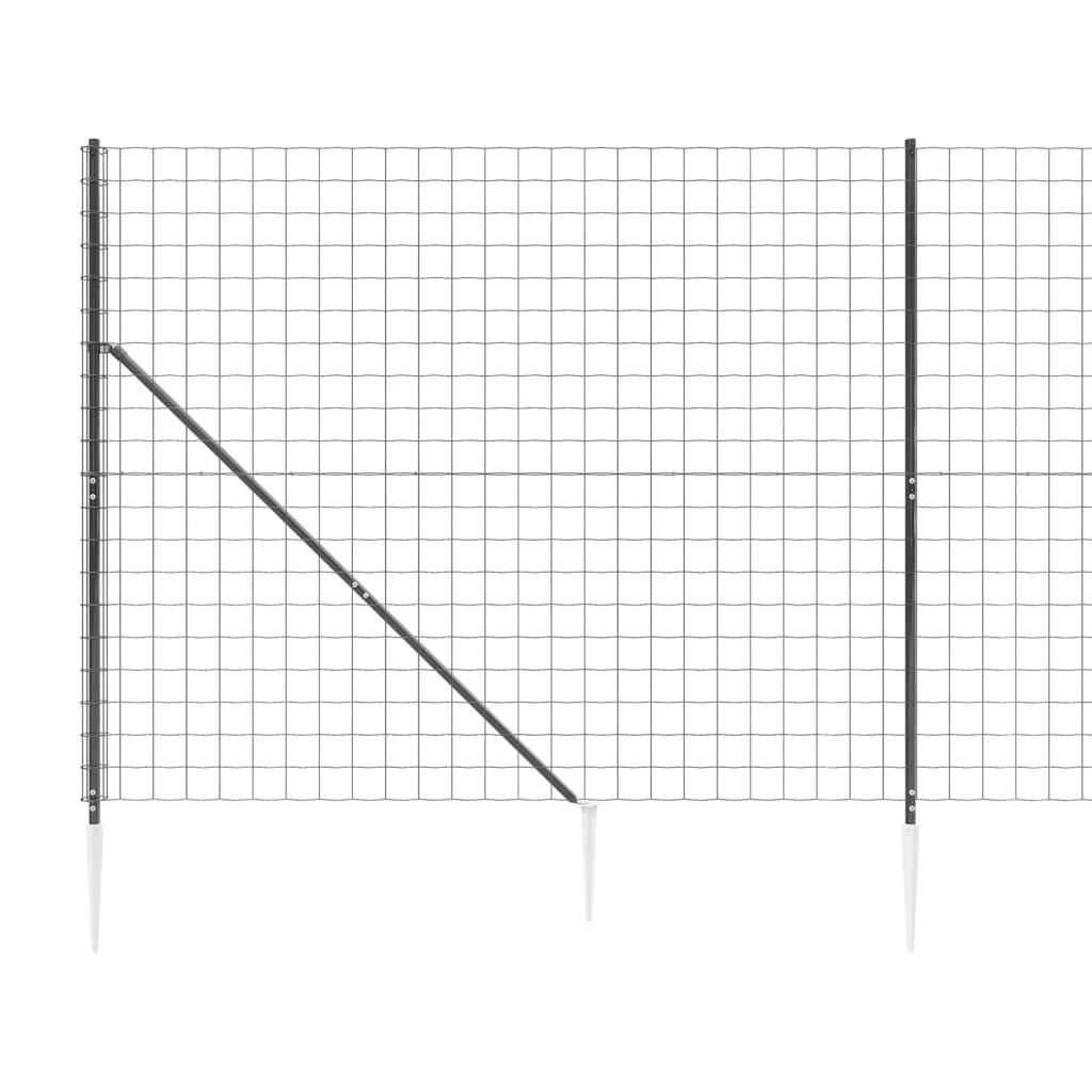 vidaXL Maschendrahtzaun mit Bodenhülsen Anthrazit 1,8x25 m