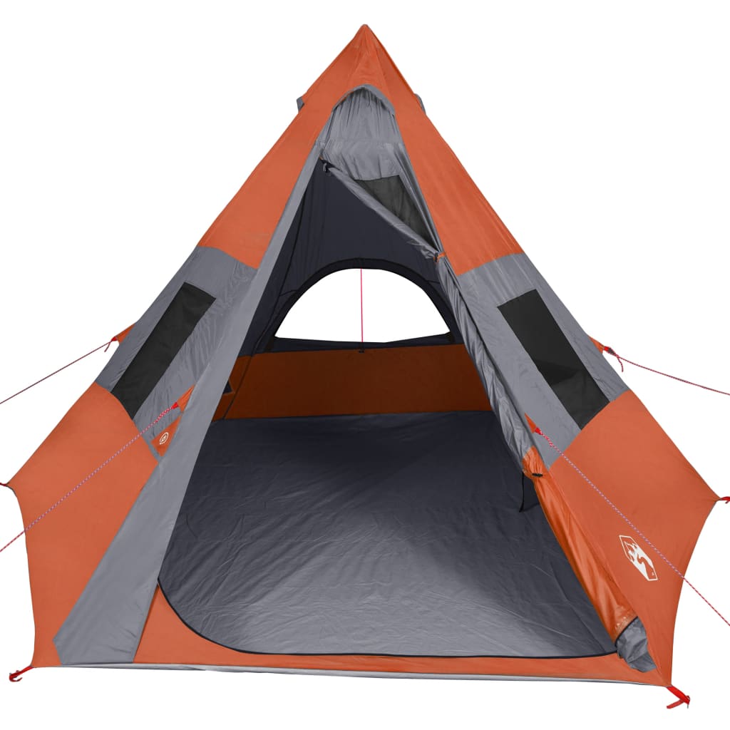 vidaXL Tipi-Campingzelt 7 Personen Grau und Orange Wasserdicht