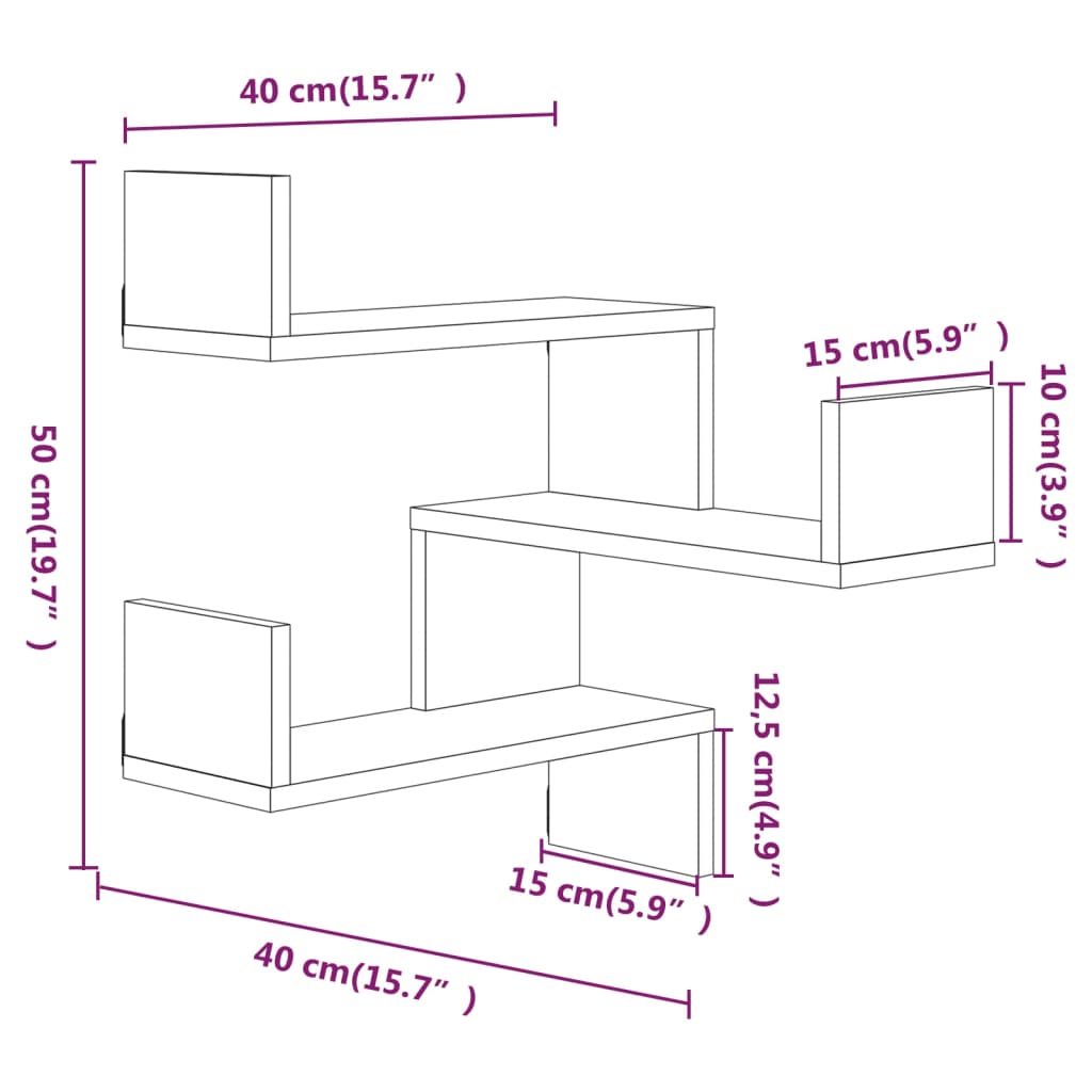 vidaXL Wand-Eckregal Braun Eichen-Optik 40x40x50 cm Holzwerkstoff