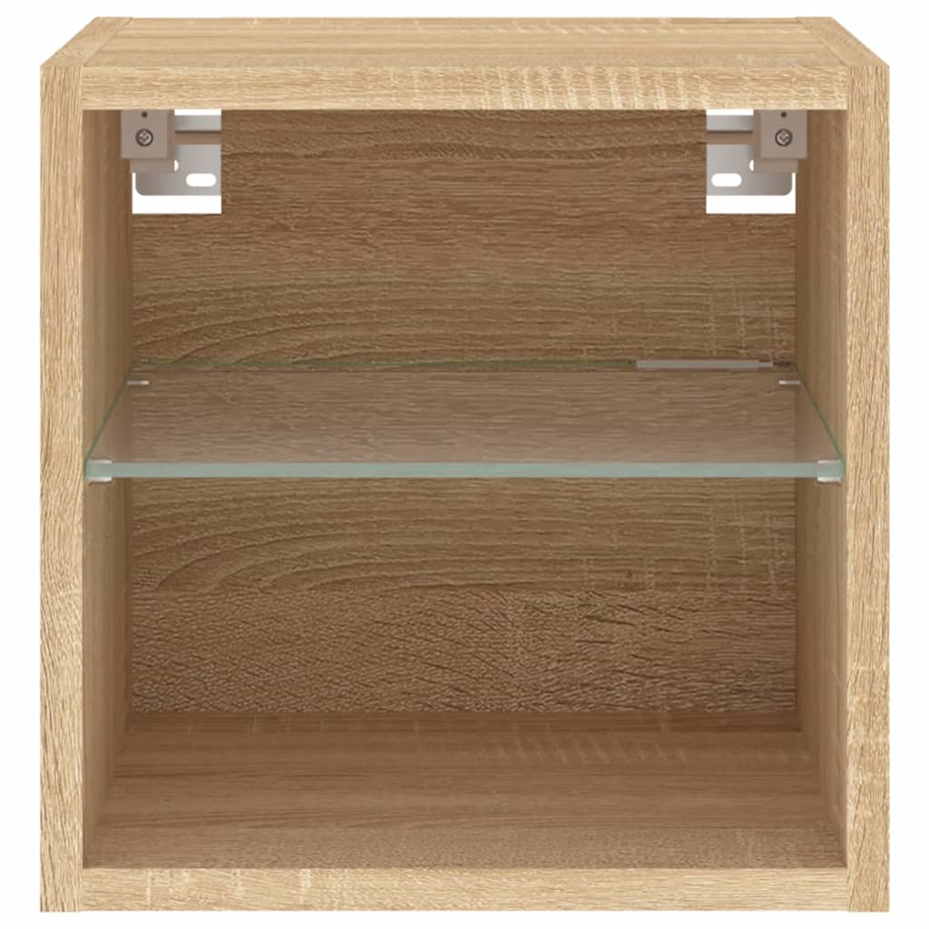 vidaXL TV-Wandschrank mit LED-Leuchten Sonoma-Eiche 30x28,5x30 cm