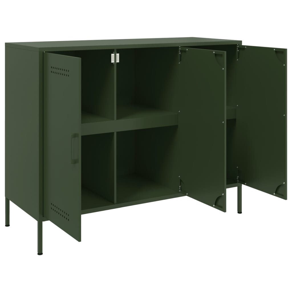 vidaXL Sideboard Olivgrün 100,5x39x79 cm Kaltgewalzter Stahl