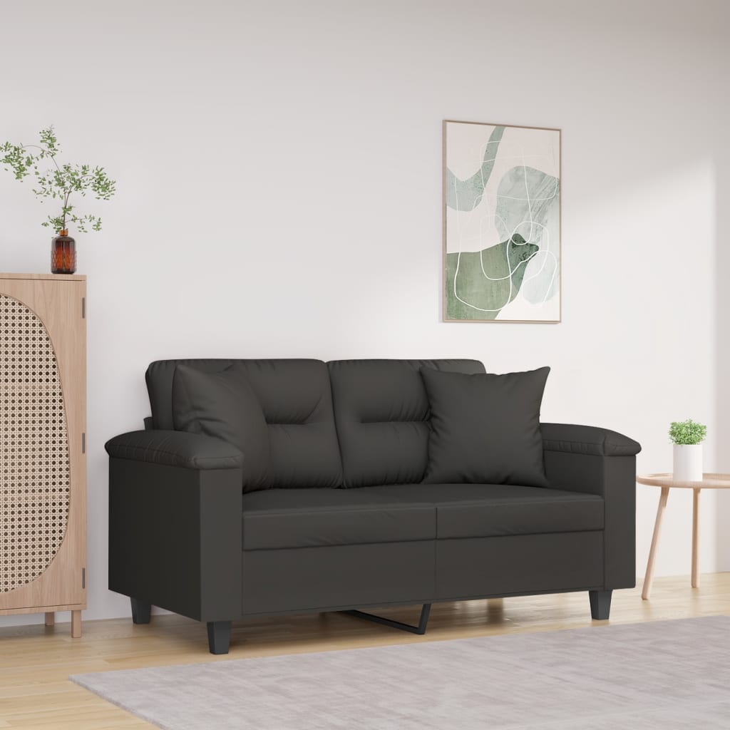 vidaXL 2-Sitzer-Sofa mit Kissen Dunkelgrau 120 cm Mikrofasergewebe