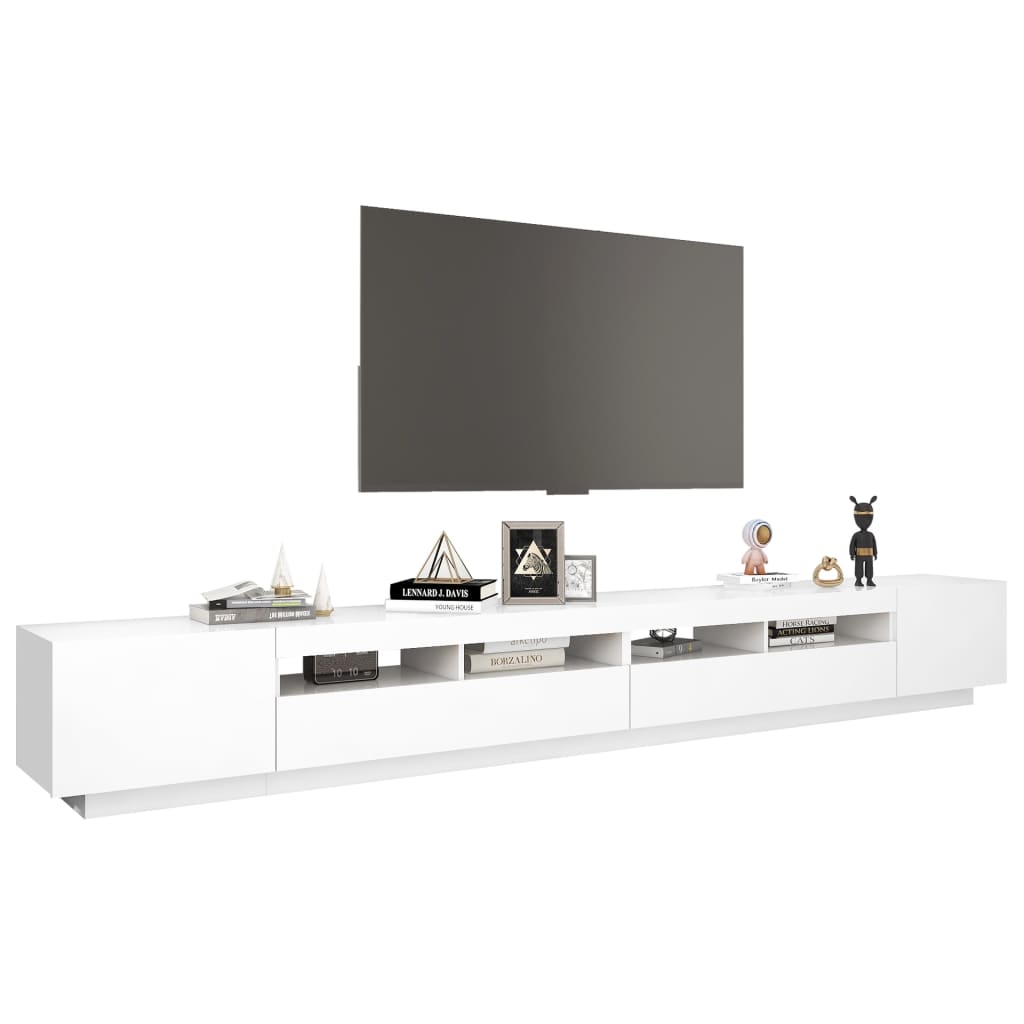vidaXL TV-Schrank mit LED-Leuchten Weiß 300x35x40 cm
