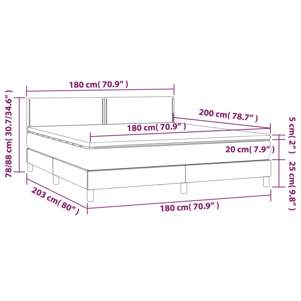 vidaXL Boxspringbett mit Matratze Rosa 180x200 cm Samt