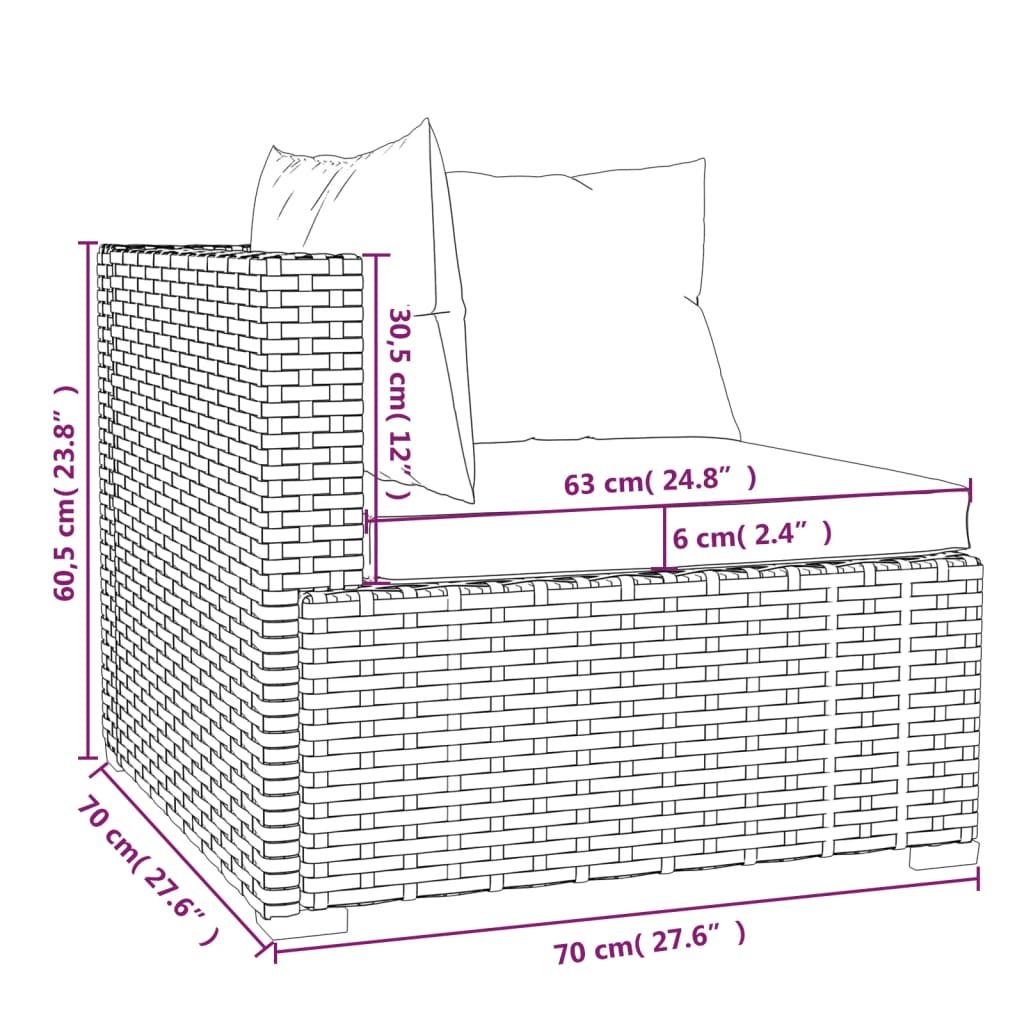 vidaXL 11-tlg. Garten-Lounge-Set mit Kissen Poly Rattan Schwarz