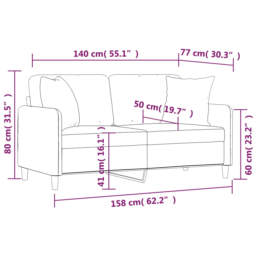 vidaXL 2-Sitzer-Sofa mit Zierkissen Hellgelb 140 cm Stoff