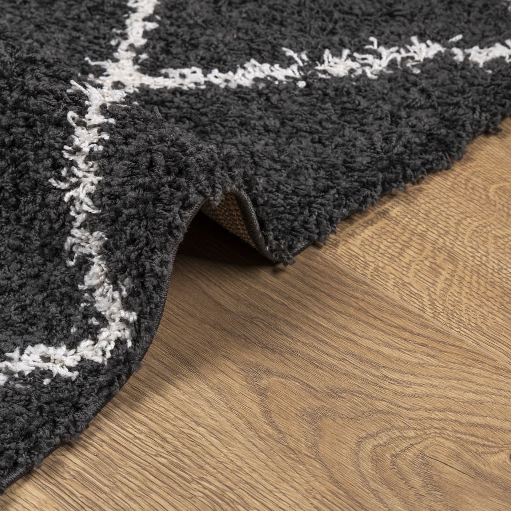 vidaXL Teppich Shaggy Hochflor Modern Schwarz und Creme 120x170 cm