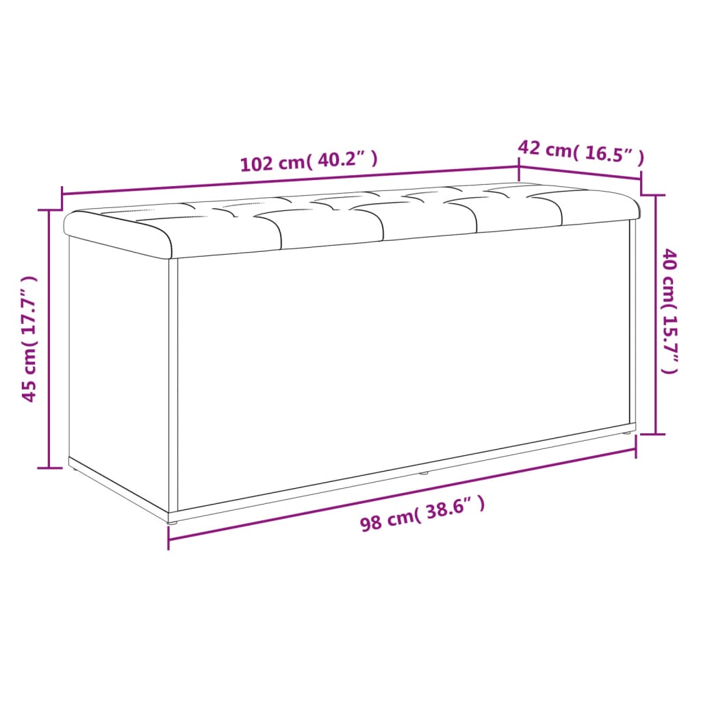 vidaXL Sitzbank mit Stauraum Sonoma-Eiche 102x42x45 cm Holzwerkstoff