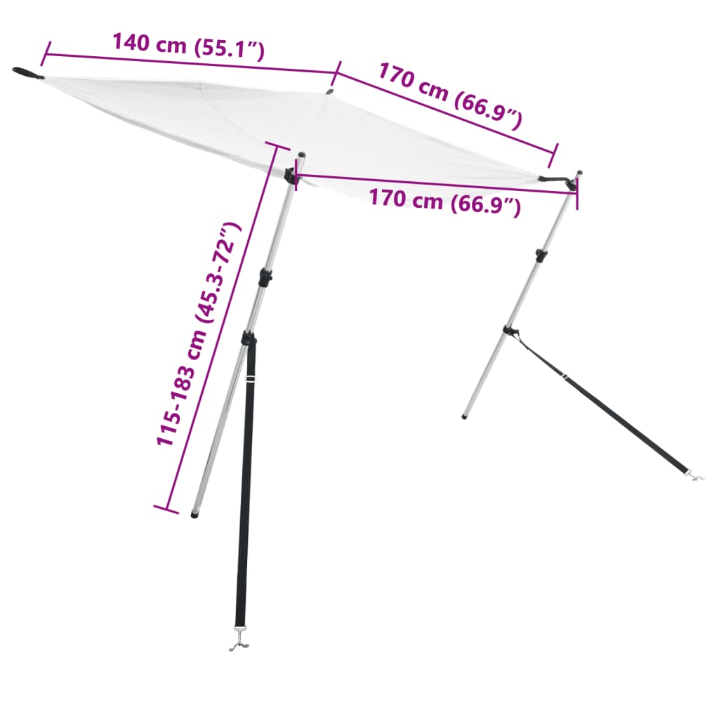 vidaXL T-Top-Beschattungsverlängerung Weiß 170x170x(113-182,5) cm