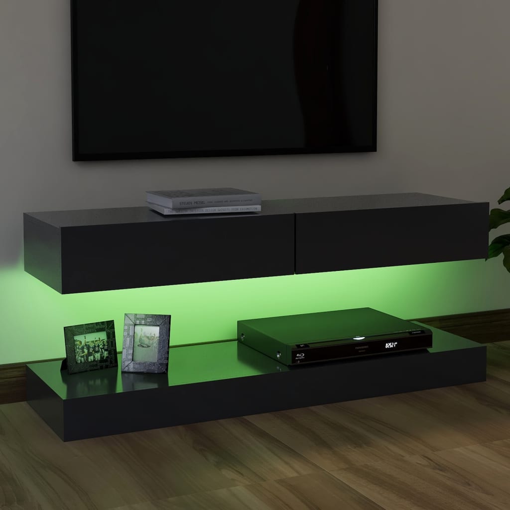vidaXL TV-Schrank mit LED-Leuchten Grau 120x35cm