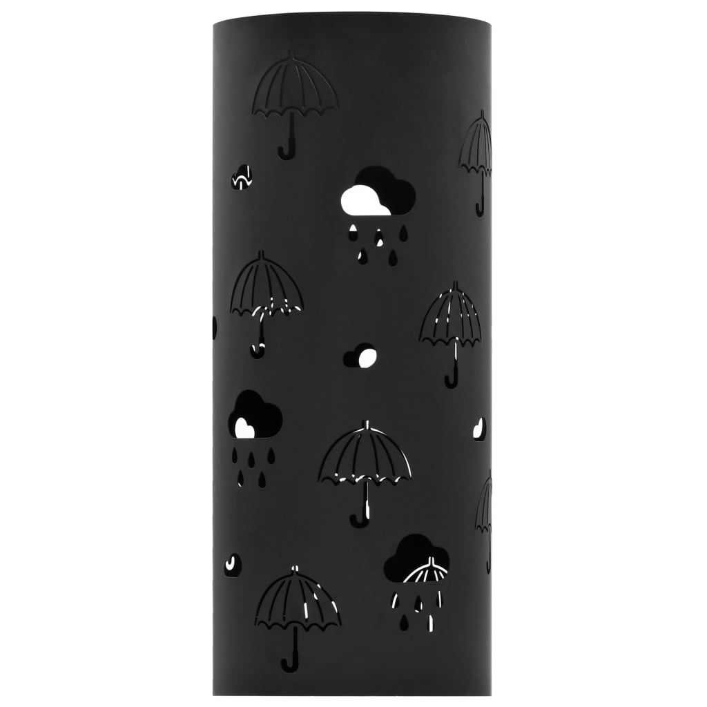 vidaXL Regenschirmständer Regenschirm-Motiv Stahl Schwarz