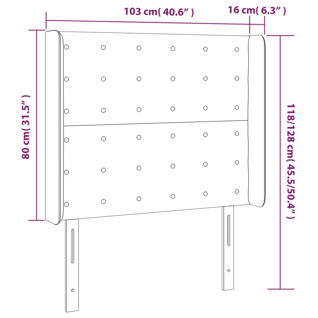 vidaXL Kopfteil mit Ohren Dunkelbraun 103x16x118/128 cm Stoff