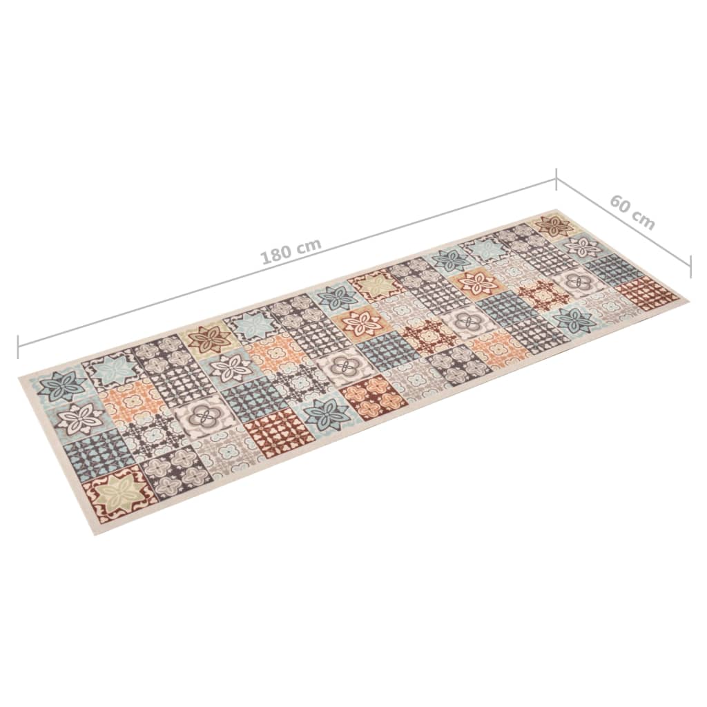 vidaXL Küchenteppich Waschbar Mosaik Mehrfarbig 60x180 cm