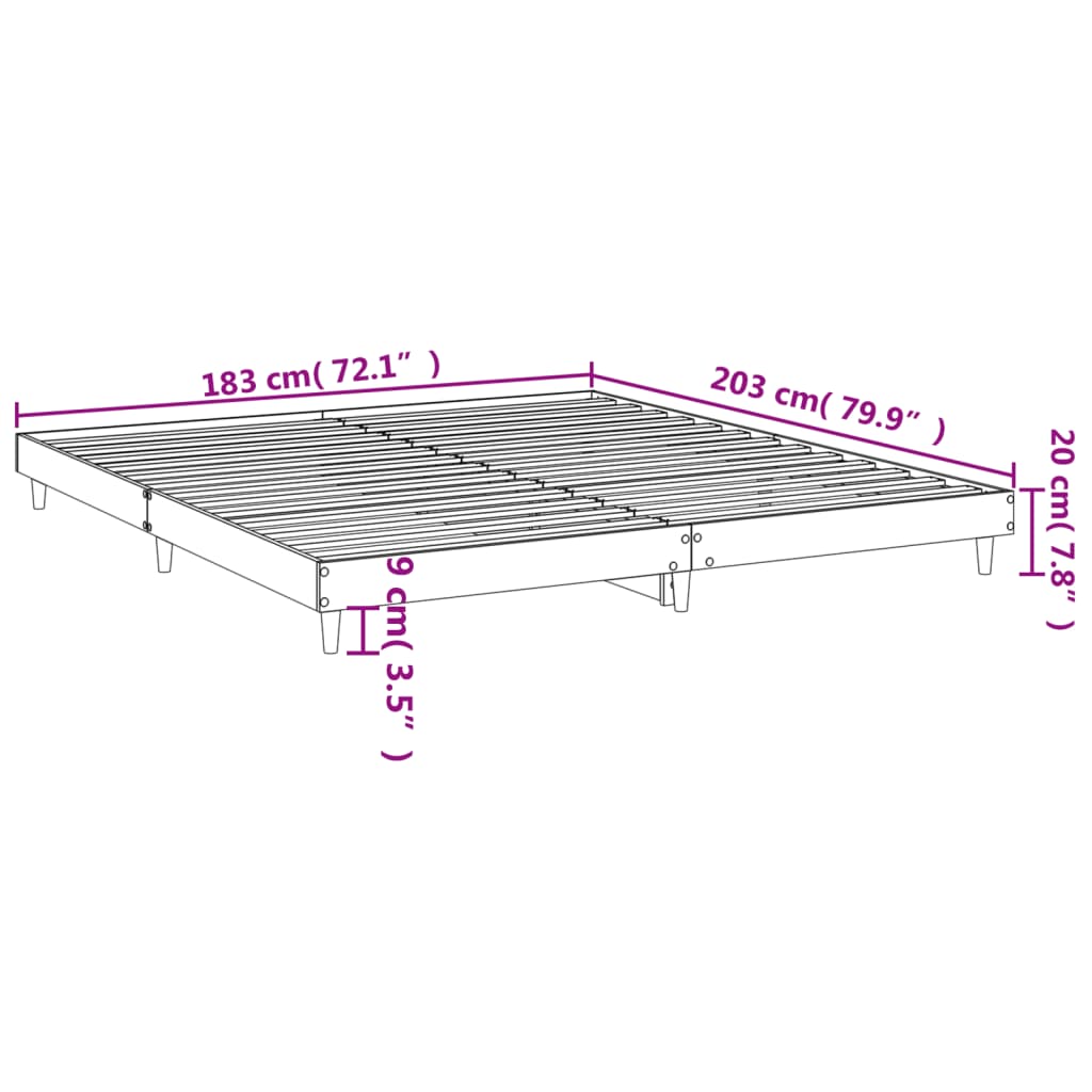 vidaXL Bettgestell Betongrau 120x200 cm Holzwerkstoff