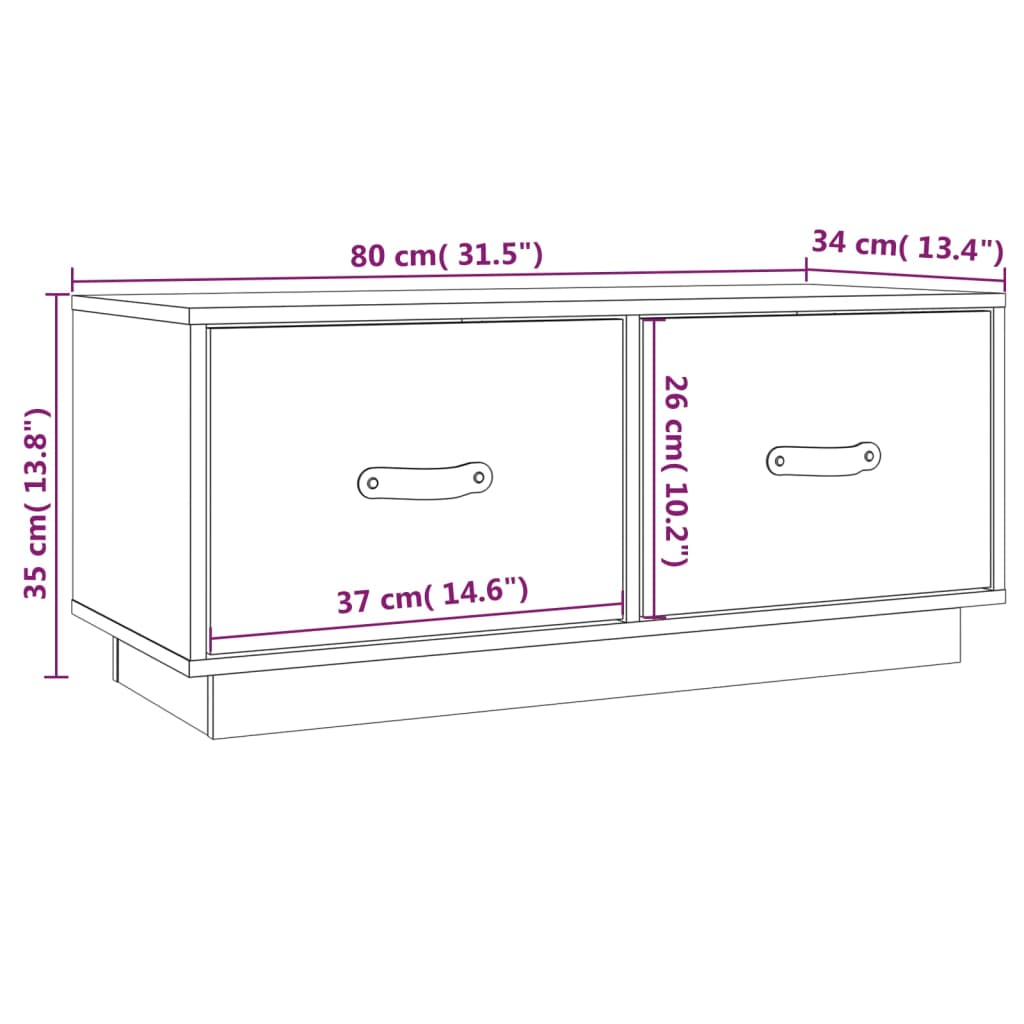 vidaXL TV-Schrank Schwarz 80x34x35 cm Massivholz Kiefer