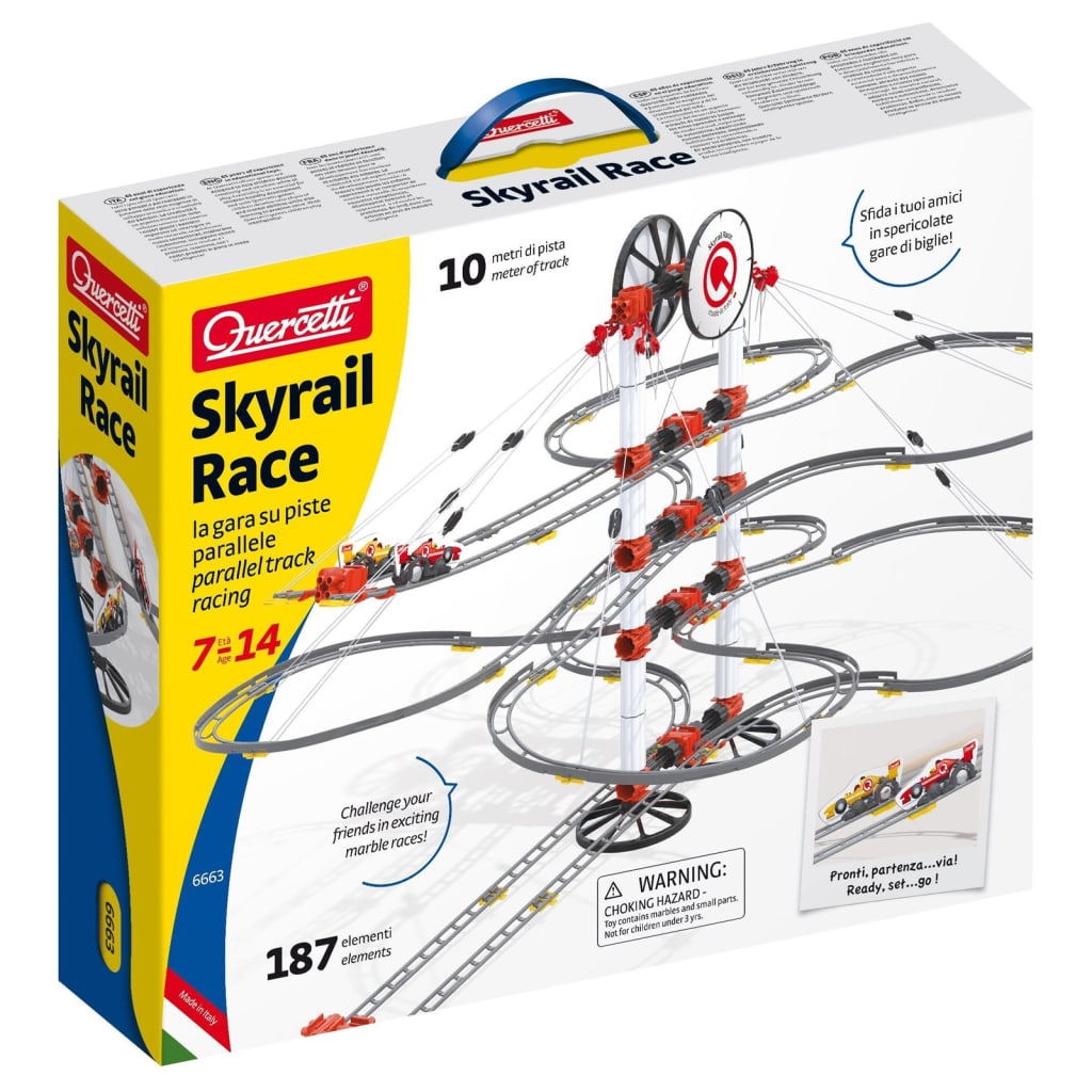 Quercetti 187-tlg. Kugelbahn-Set Skyrail Race