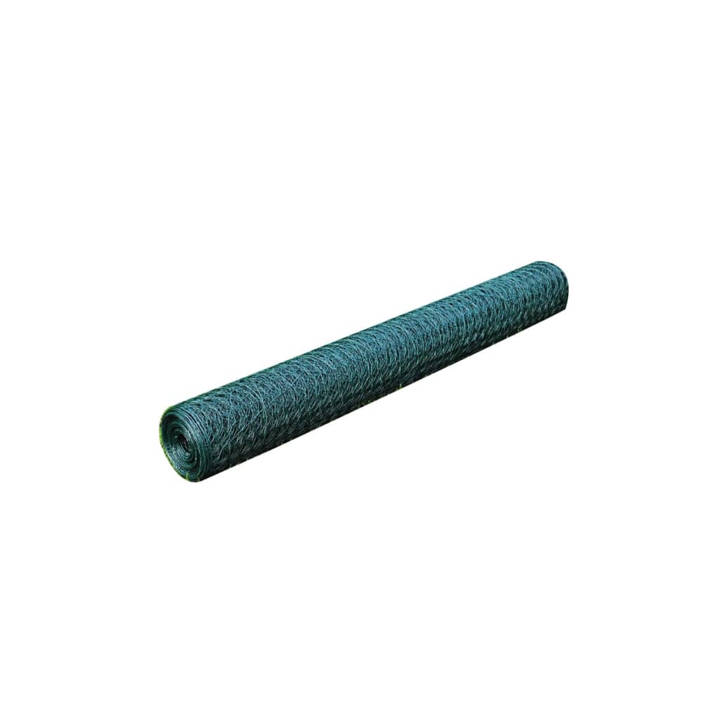 vidaXL Maschendraht Verzinkt mit PVC-Beschichtung 25×1 m Grün