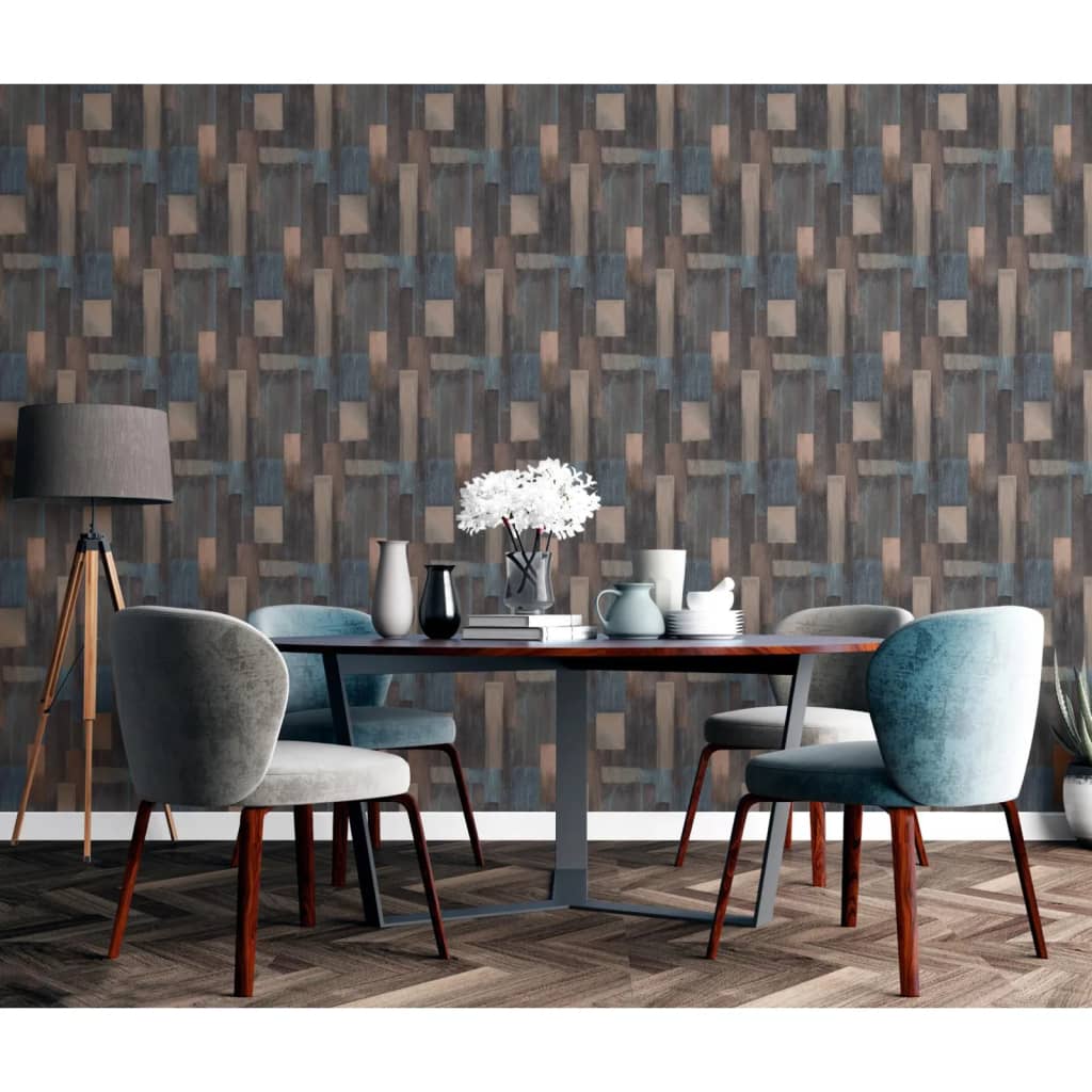 DUTCH WALLCOVERINGS Tapete Wood Blau und Braun