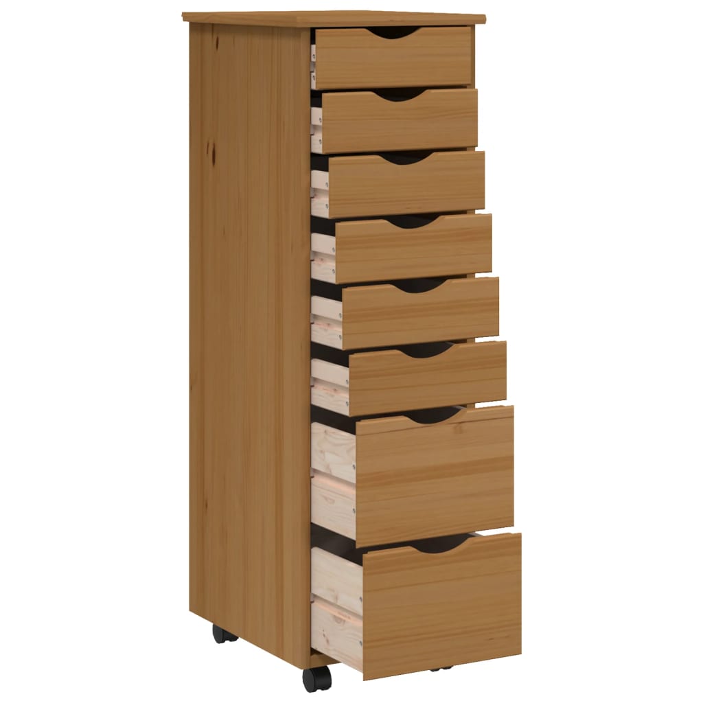 vidaXL Rollschrank mit Schubladen MOSS Honigbraun Massivholz Kiefer