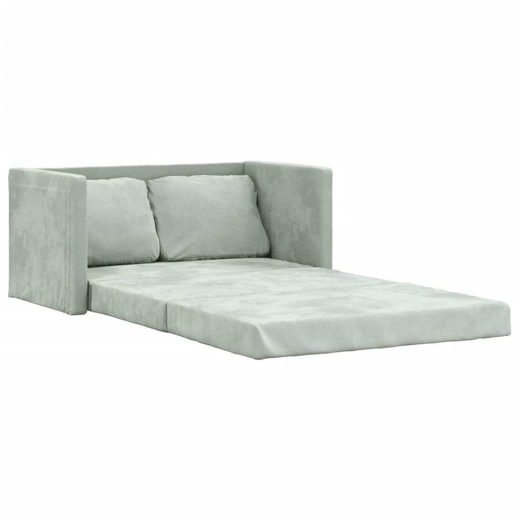 vidaXL Bodensofa mit Schlaffunktion Hellgrau 122x204x55 cm Samt