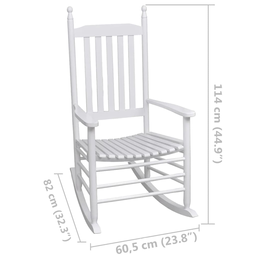 vidaXL Schaukelstuhl mit Gebogener Sitzfläche Weiß Holz