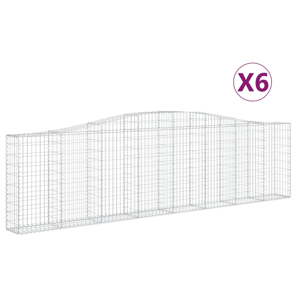 vidaXL Gabionen mit Hochbogen 6 Stk. 400x30x100/120cm Verzinktes Eisen