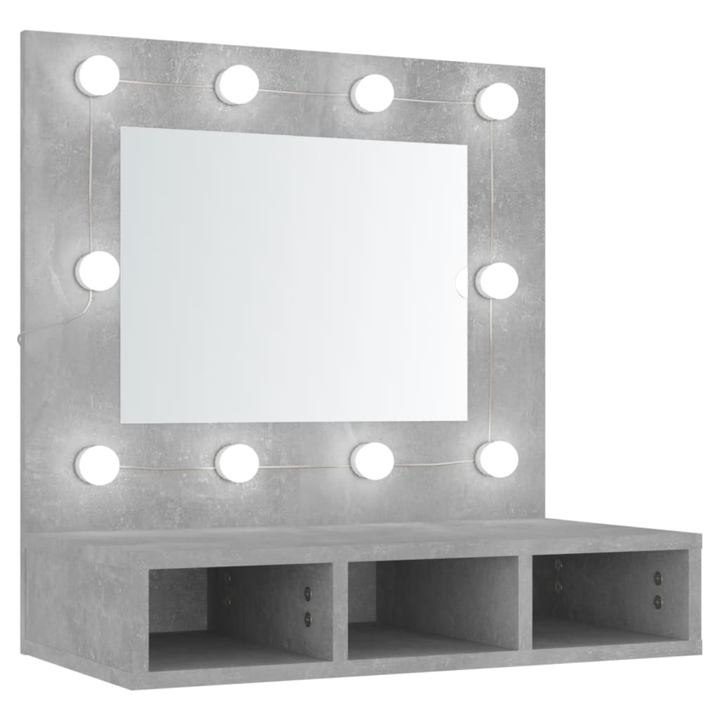 vidaXL Spiegelschrank mit LED Betongrau 60x31,5x62 cm