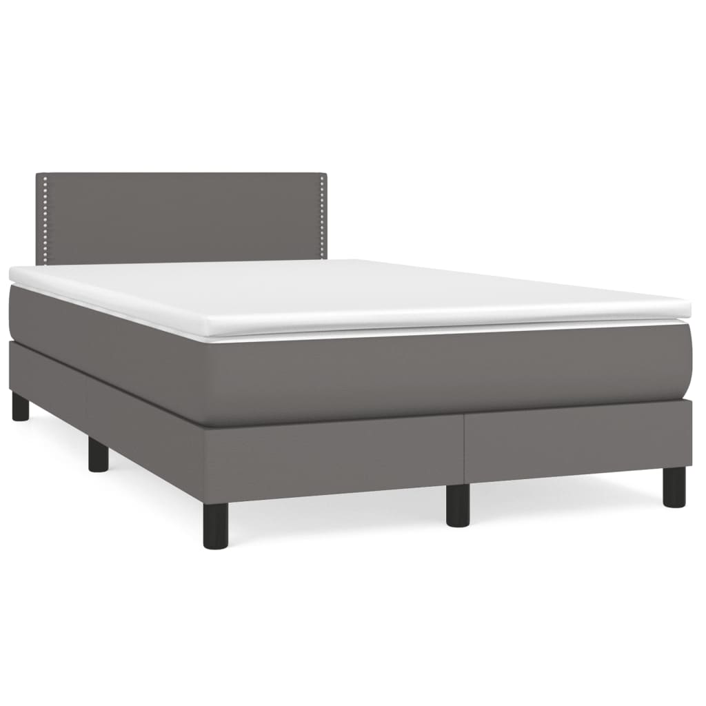 vidaXL Boxspringbett mit Matratze Grau 120x190 cm Kunstleder