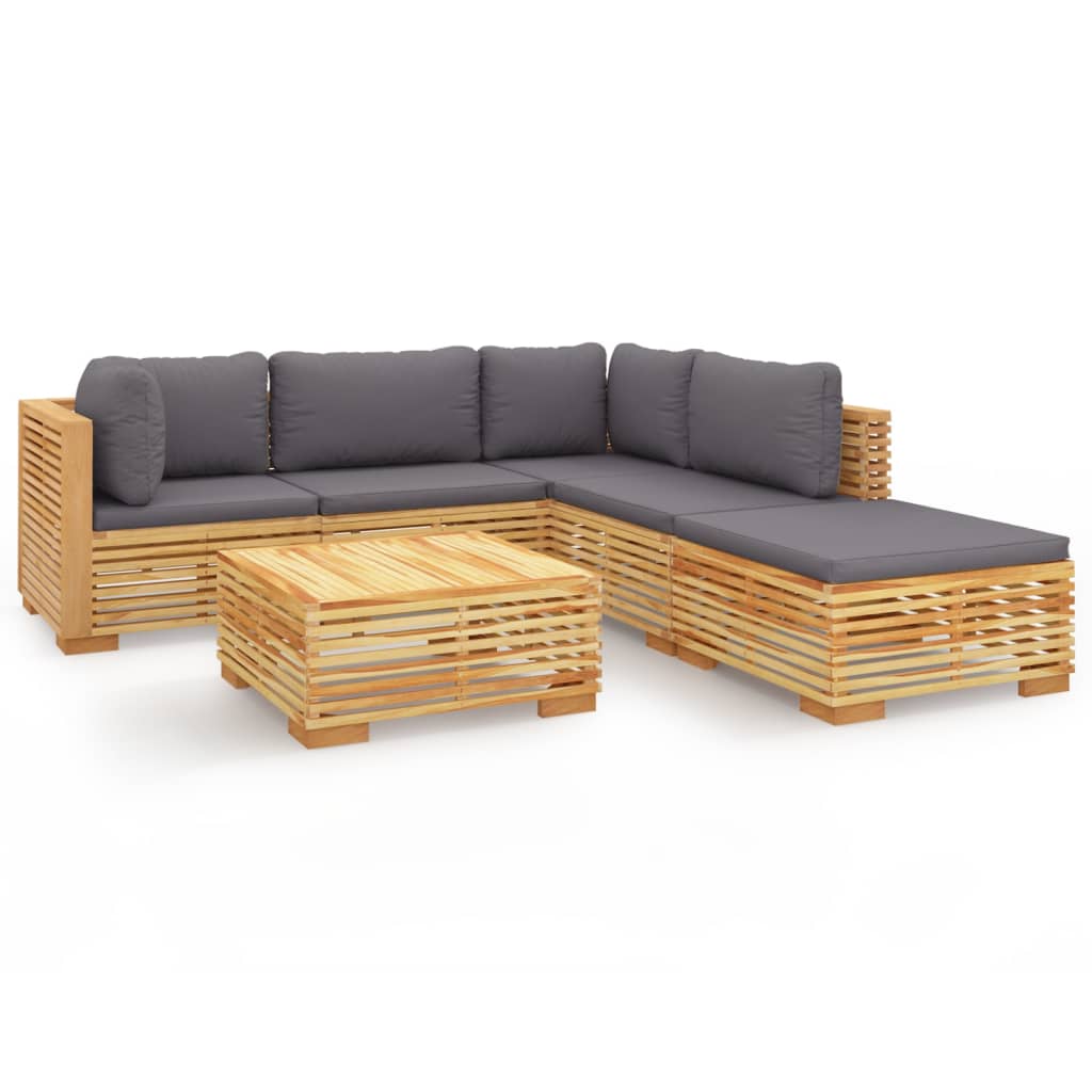 vidaXL 6-tlg. Garten-Lounge-Set mit Kissen Massivholz Teak