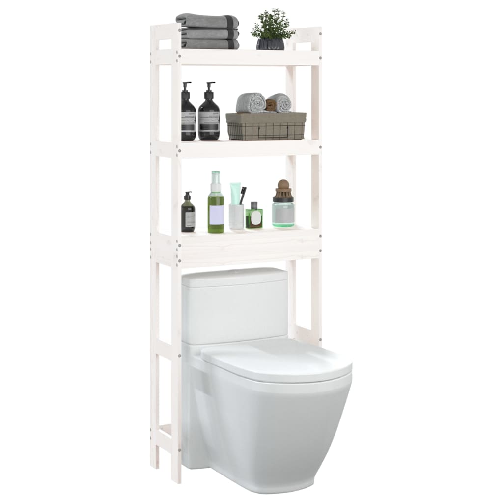 vidaXL Toilettenregal Weiß 63x26x171 cm Massivholz Kiefer