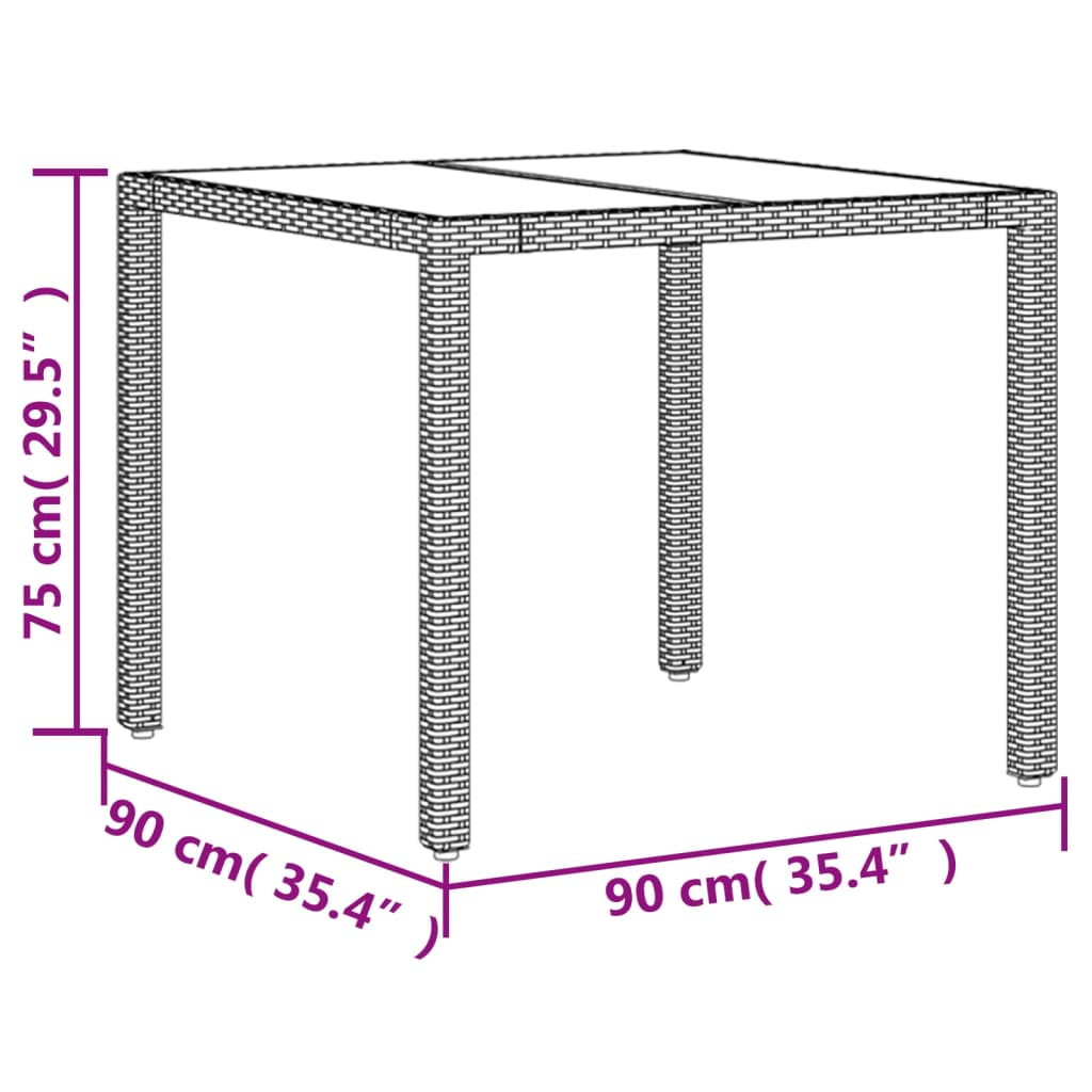 vidaXL Gartentisch Grau 90x90x75 cm Poly Rattan