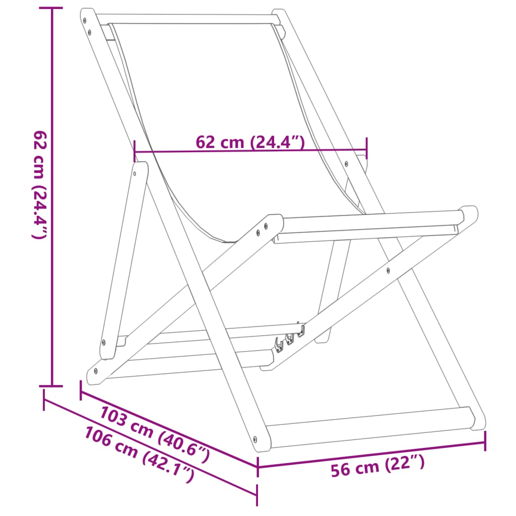 vidaXL Strandstuhl Klappbar Beige Massivholz Eukalyptus und Stoff