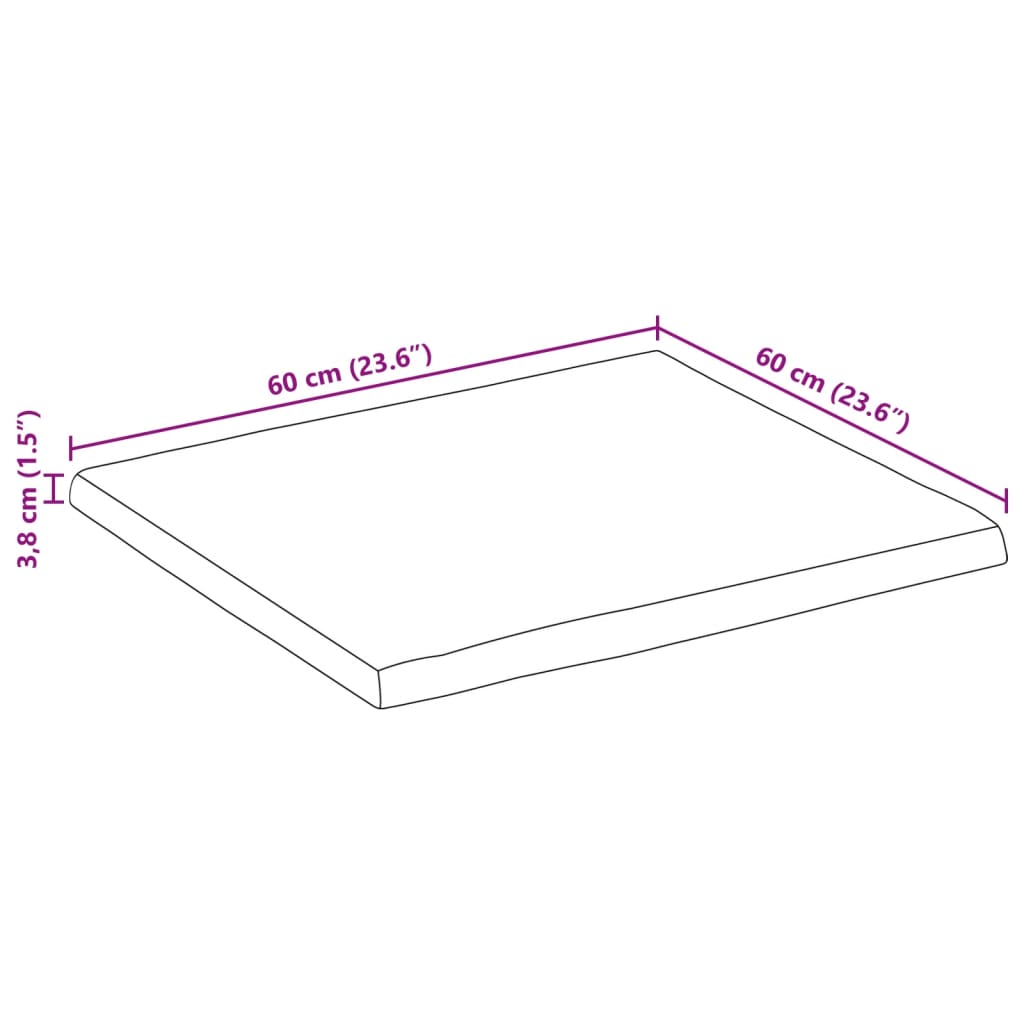 vidaXL Tischplatte 60x60x3,8cm Quadratisch Massivholz Akazie Baumkante