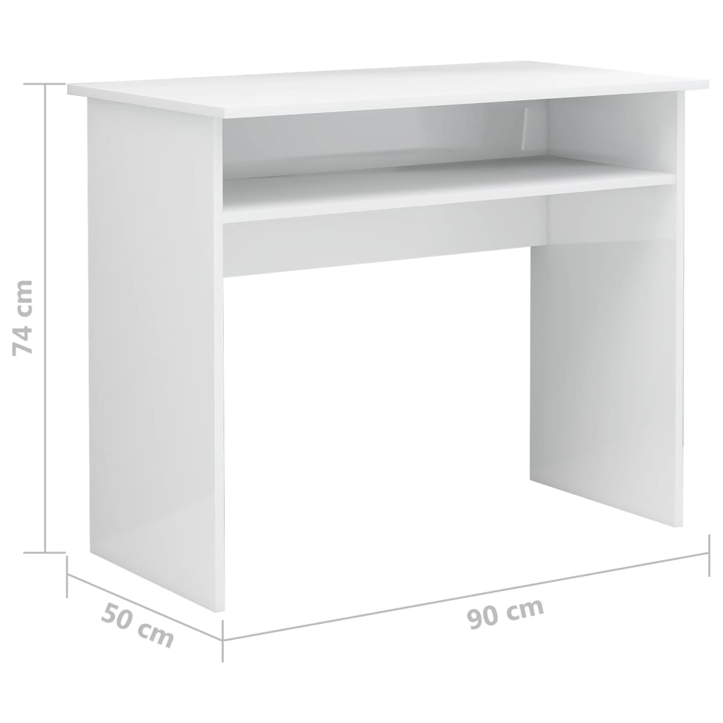 vidaXL Schreibtisch Hochglanz-Weiß 90x50x74 cm Holzwerkstoff