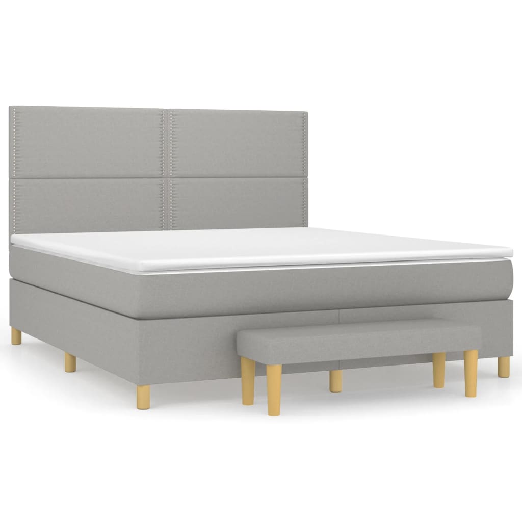 vidaXL Boxspringbett mit Matratze Hellgrau 180x200 cm Stoff