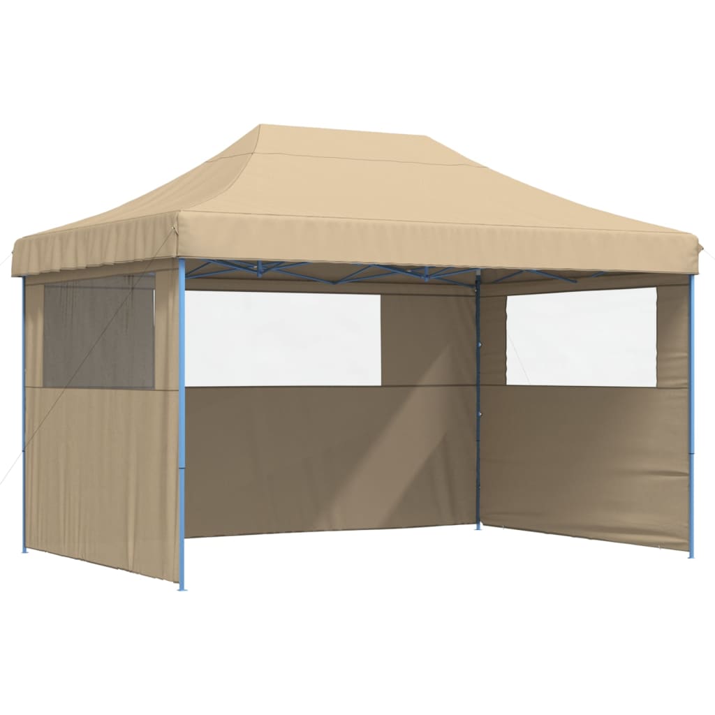 vidaXL Partyzelt Faltbar Pop-Up mit 3 Seitenteilen Beige